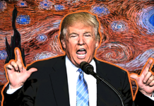 Trump with painting by Vincent van Gogh