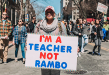 March for our Lives sign, teacher