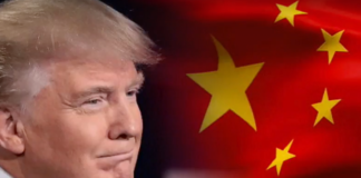 Trump with Chinese flag