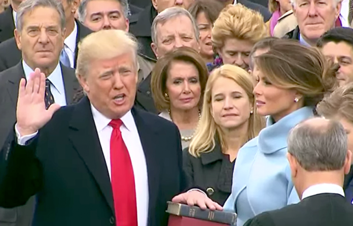 Trump taking his Oath of Office via Wikimedia Commons